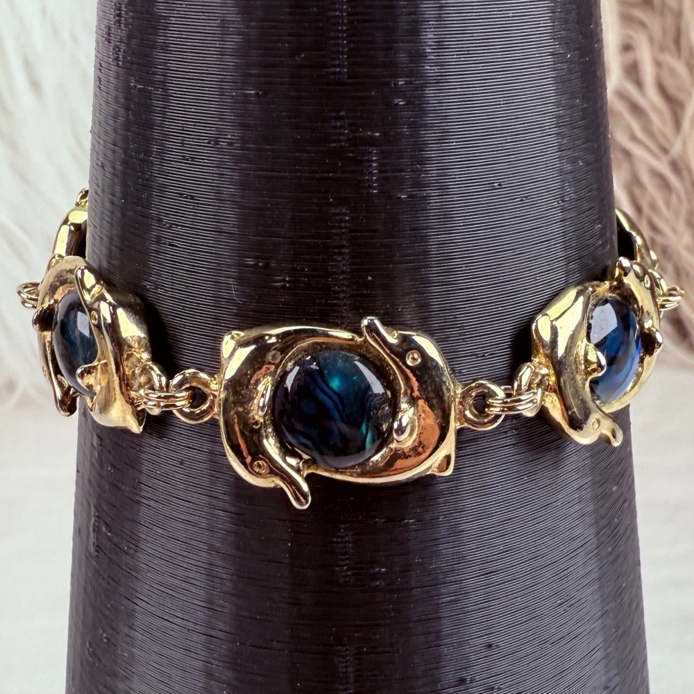 Pretty goldtone, dolphin, dancing costume bracelet - Picture 3 of 10